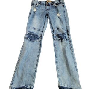 Grindhouse Jeans Mens 32x31 Distressed Grunge Dark Wash Stretch